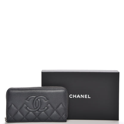 Chanel Metallic Caviar Quilted Medium Zip Around Wallet Black 9 of 9