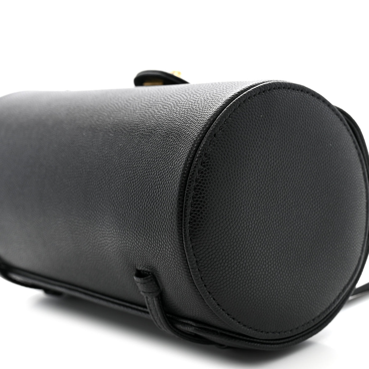 Shiny Caviar Preppy Coco Small Bowling Bag Black