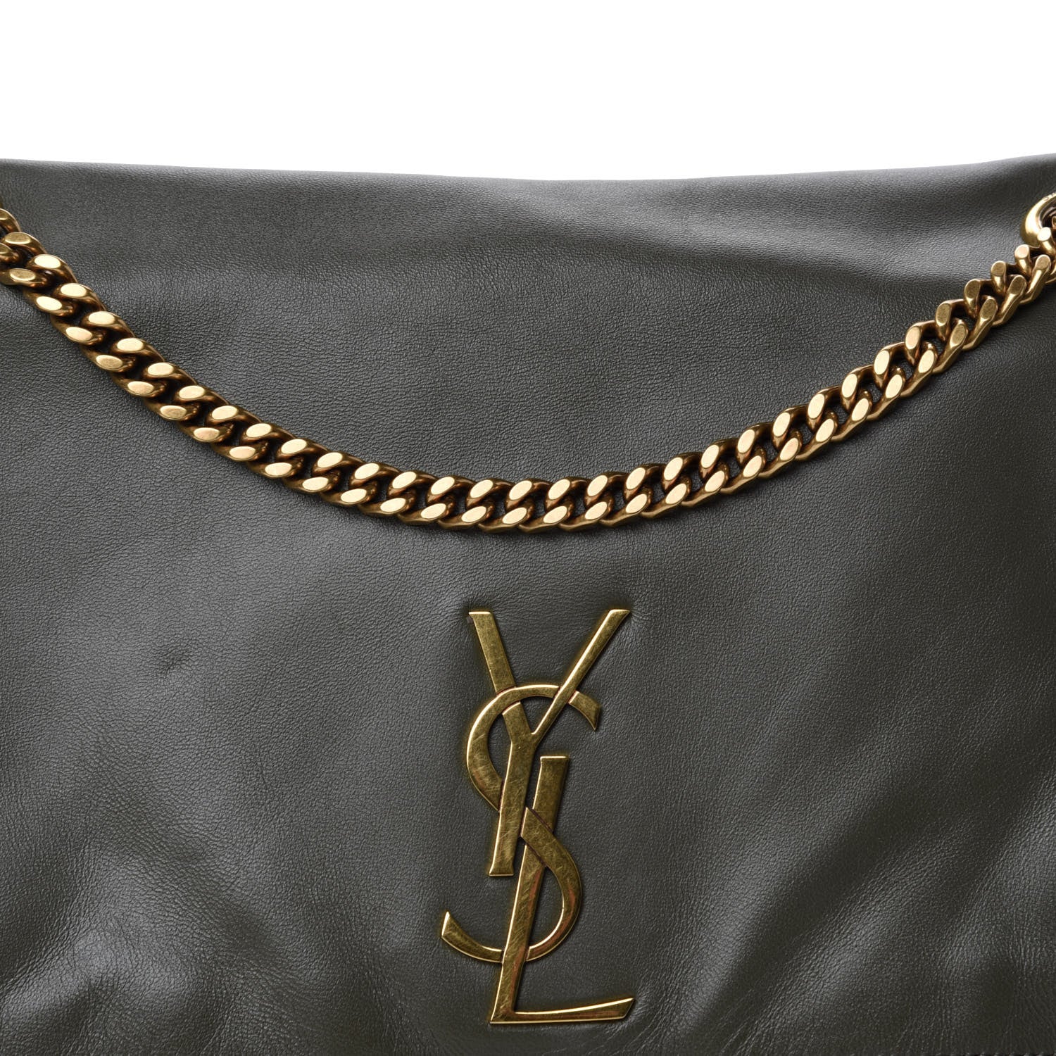 Saint Laurent Smooth Calfskin Suede Medium Reversible Monogram Kate Satchel Olive 10 of 10