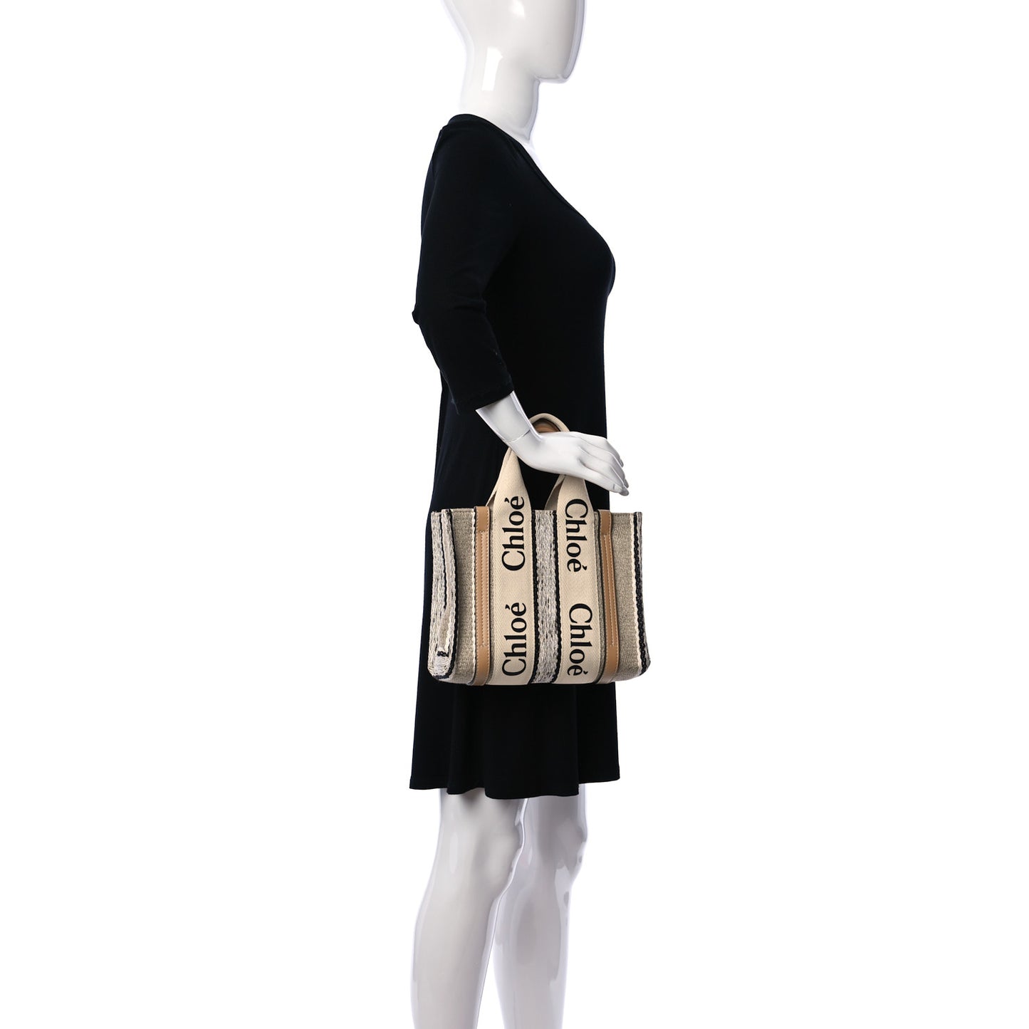 Cotton Calfskin Small Woody Ribbon Tote With Strap Soft Tan
