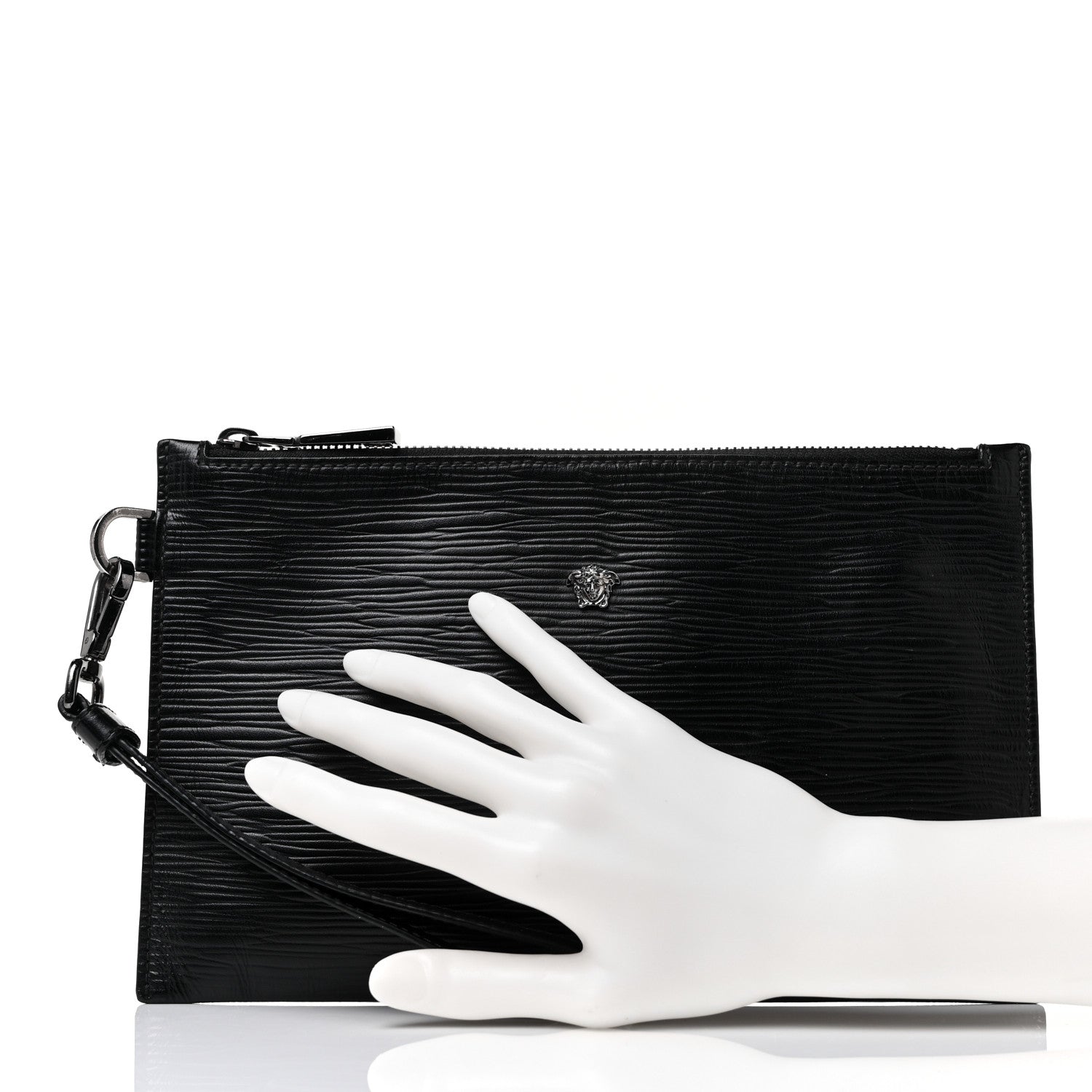 Versace Calfskin Medusa Head Pochette Black 2 of 8