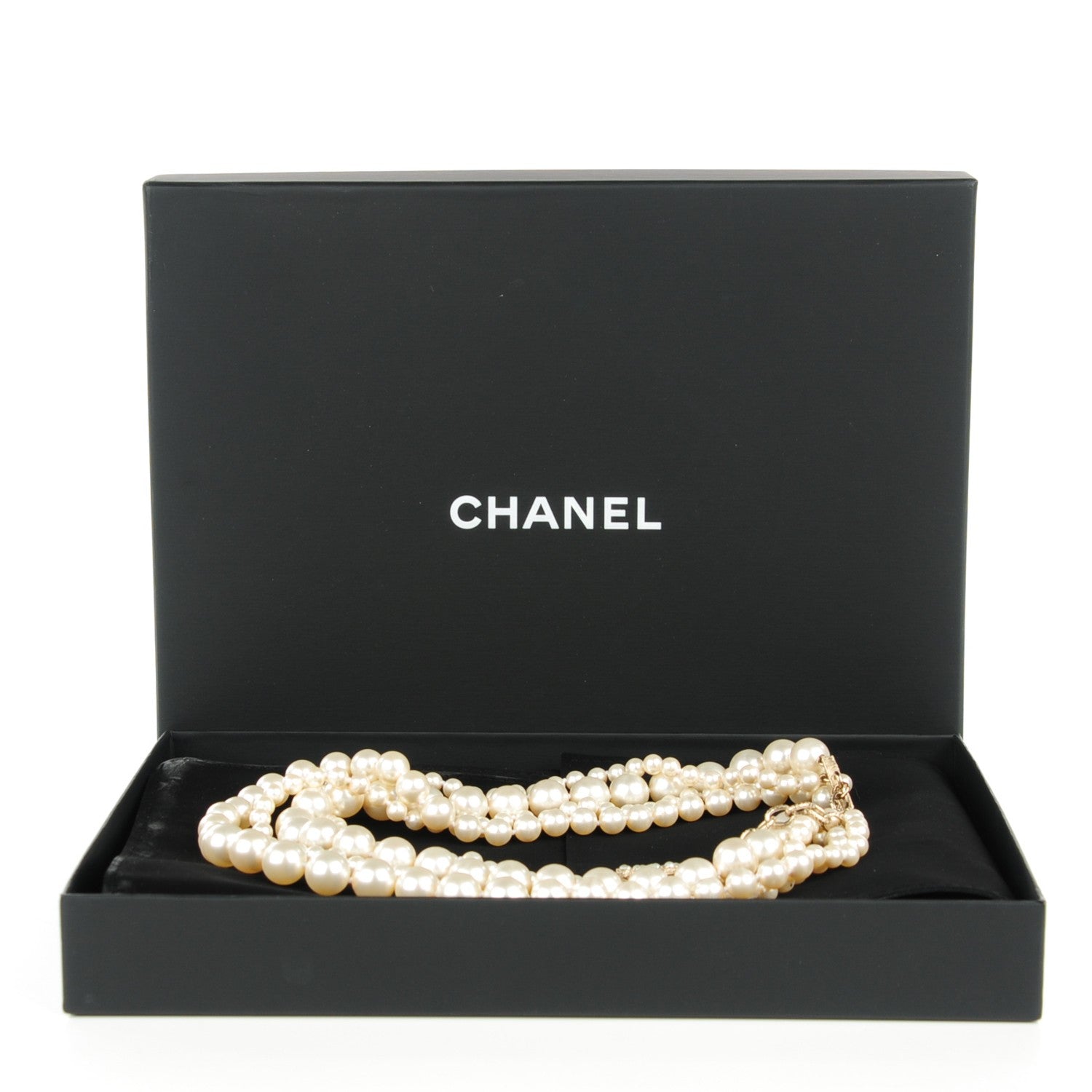 Chanel Graduated Pearl Crystal Multi Strand Necklace Gold 6 of 6
