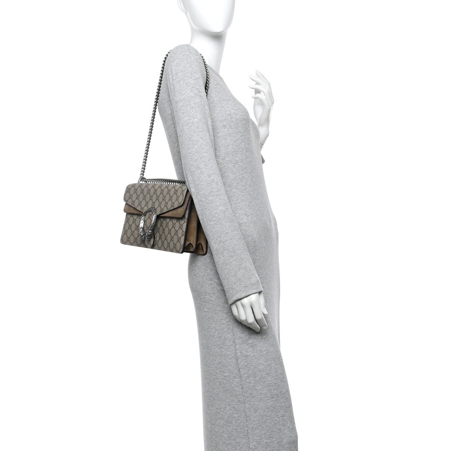 Gucci GG Supreme Monogram Small Dionysus Shoulder Bag Taupe 2 of 15