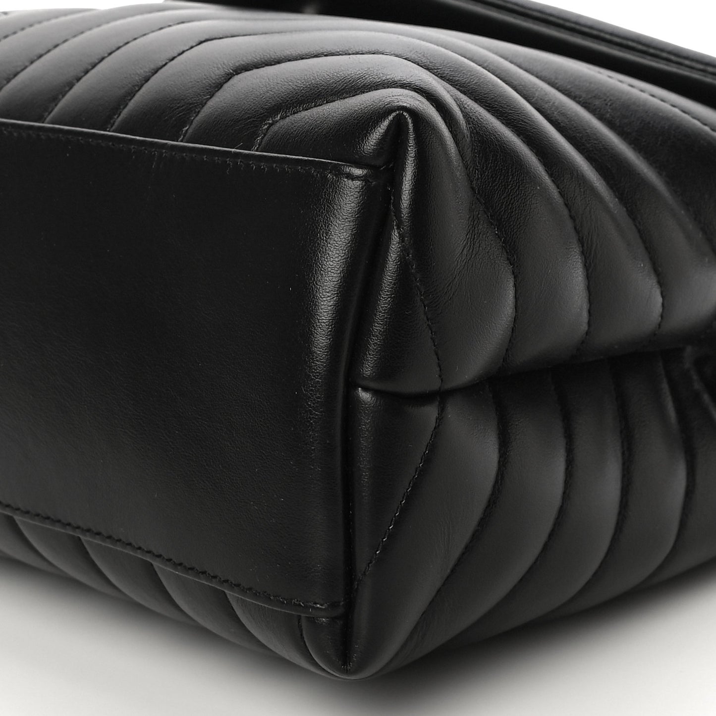 Calfskin Y Quilted Monogram Medium Loulou Chain Satchel Black