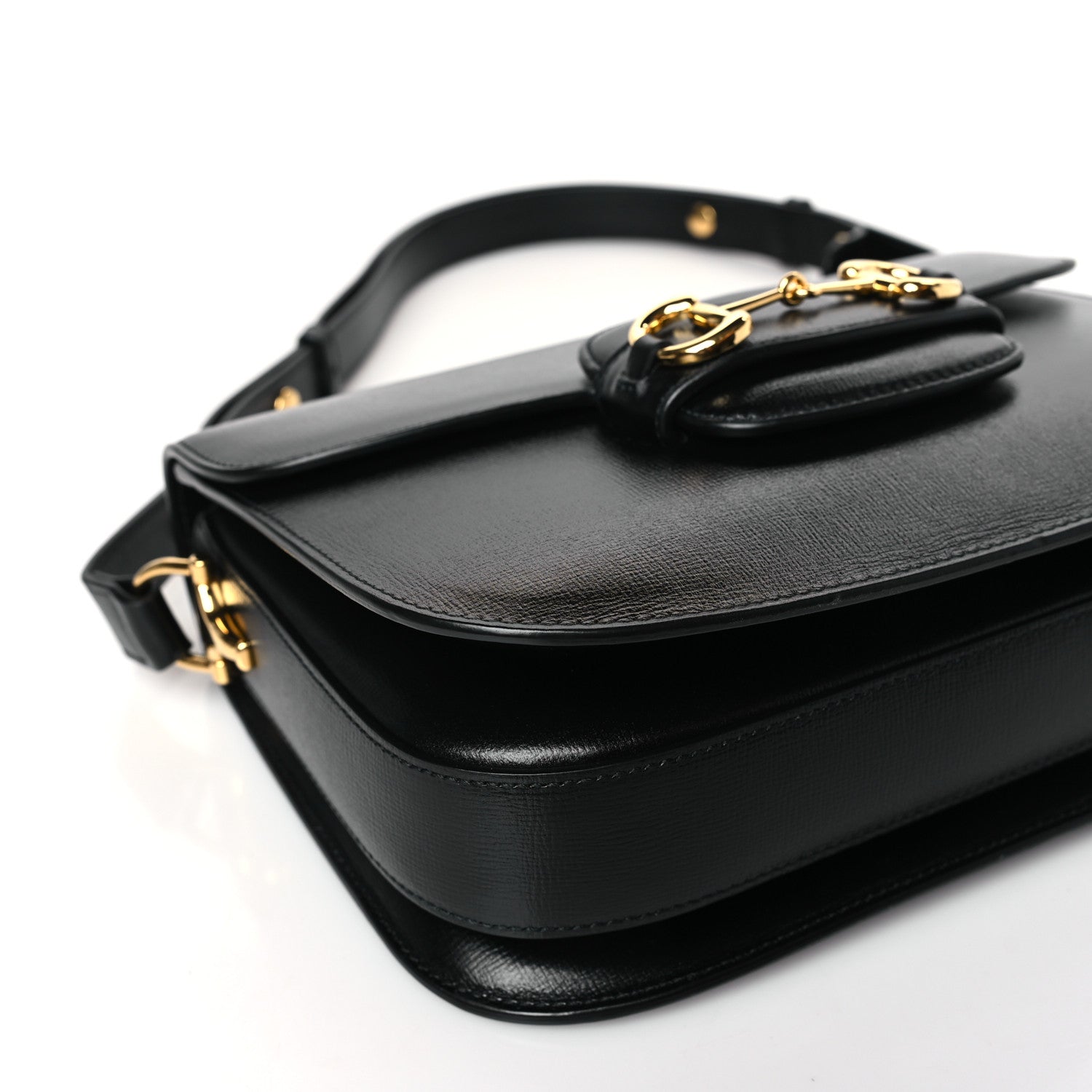 Gucci Textured Calfskin Horsebit 1955 Shoulder Bag Black 8 of 9