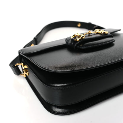 Gucci Textured Calfskin Horsebit 1955 Shoulder Bag Black 8 of 9