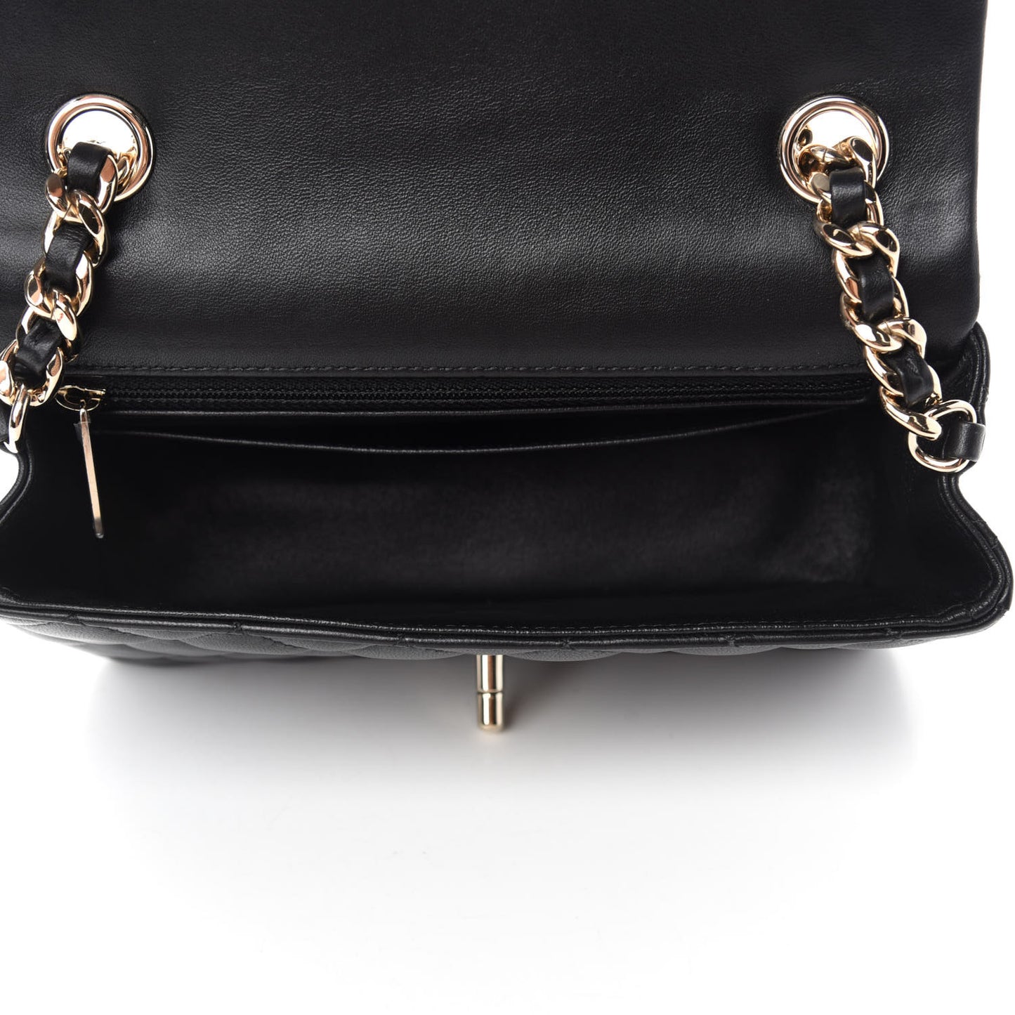 Lambskin Quilted Mini Coco Charms Rectangular Flap Black