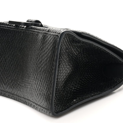 Balenciaga Matte Calfskin Snake Embossed Tonal B Small Hourglass Top Handle Bag Black 10 of 10