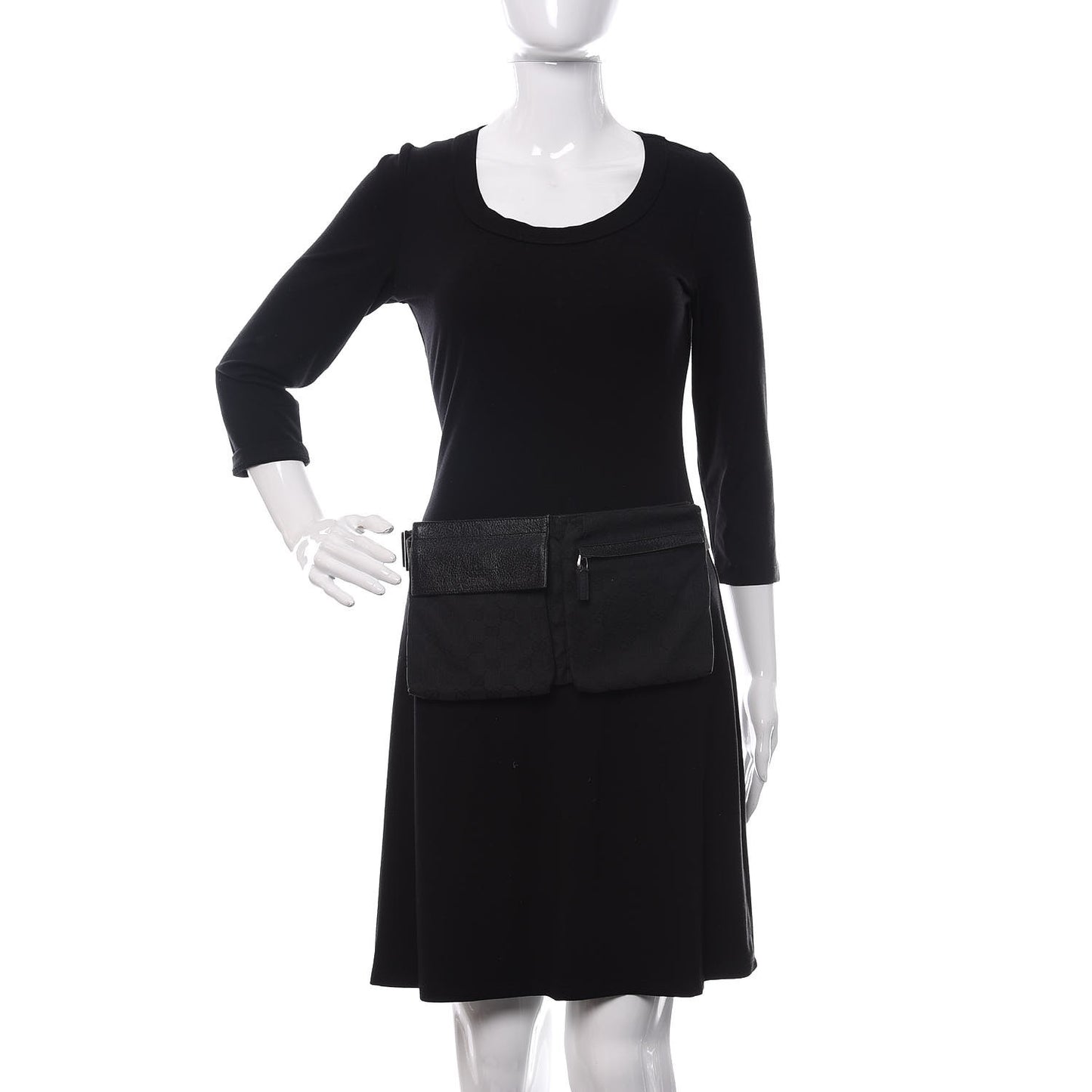 GG Monogram Double Pocket Belt Bag Black
