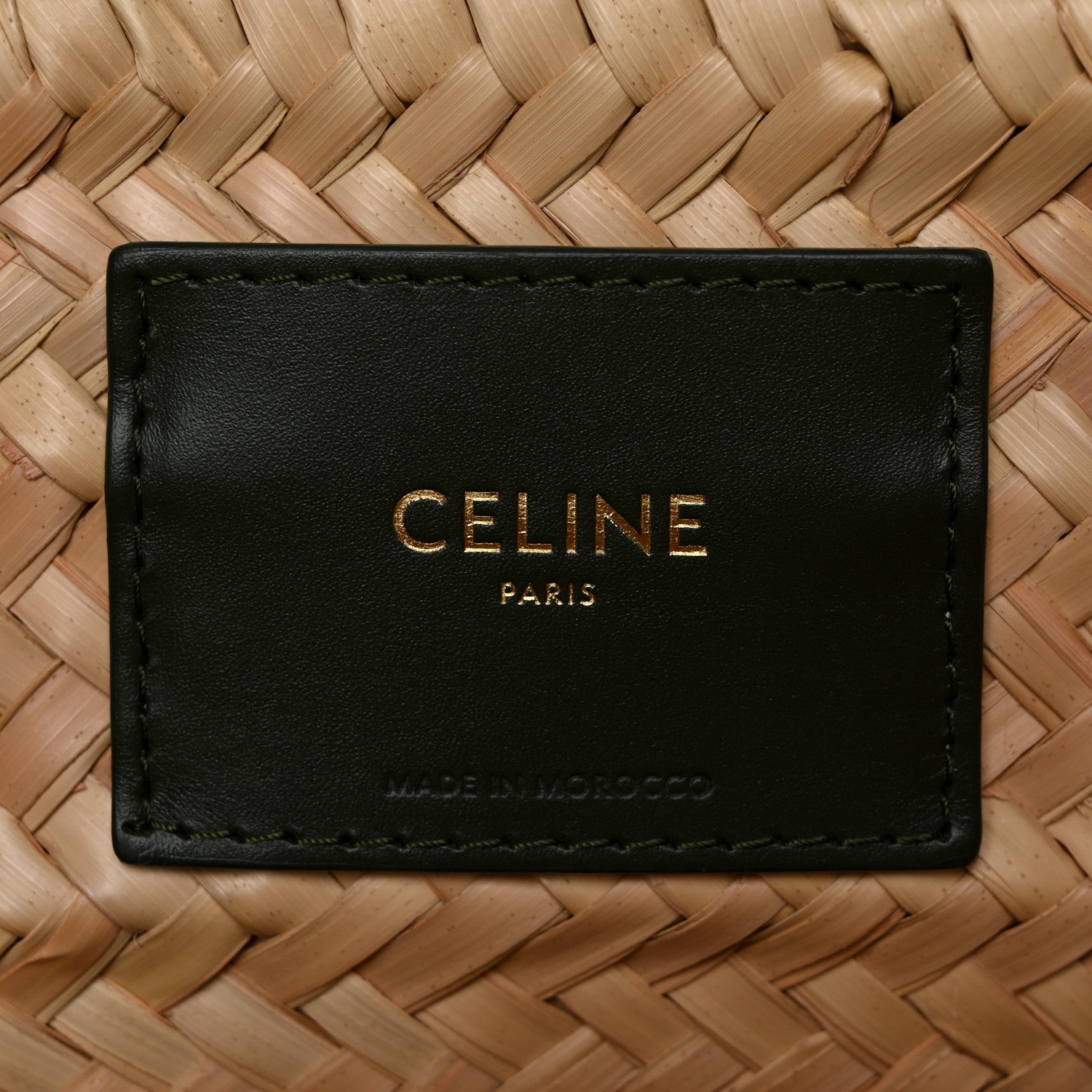 Celine Raffia Calfskin Triomphe Medium Panier  Green 6 of 10
