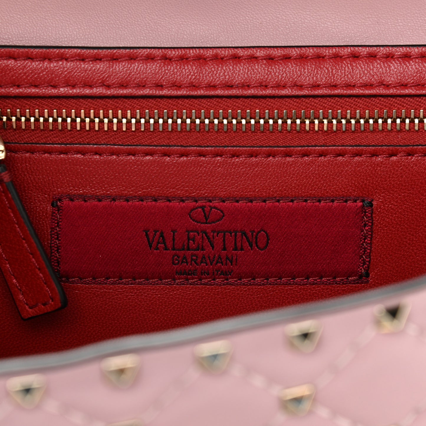 Nappa Rockstud Spike Wallet on Chain Water Rose