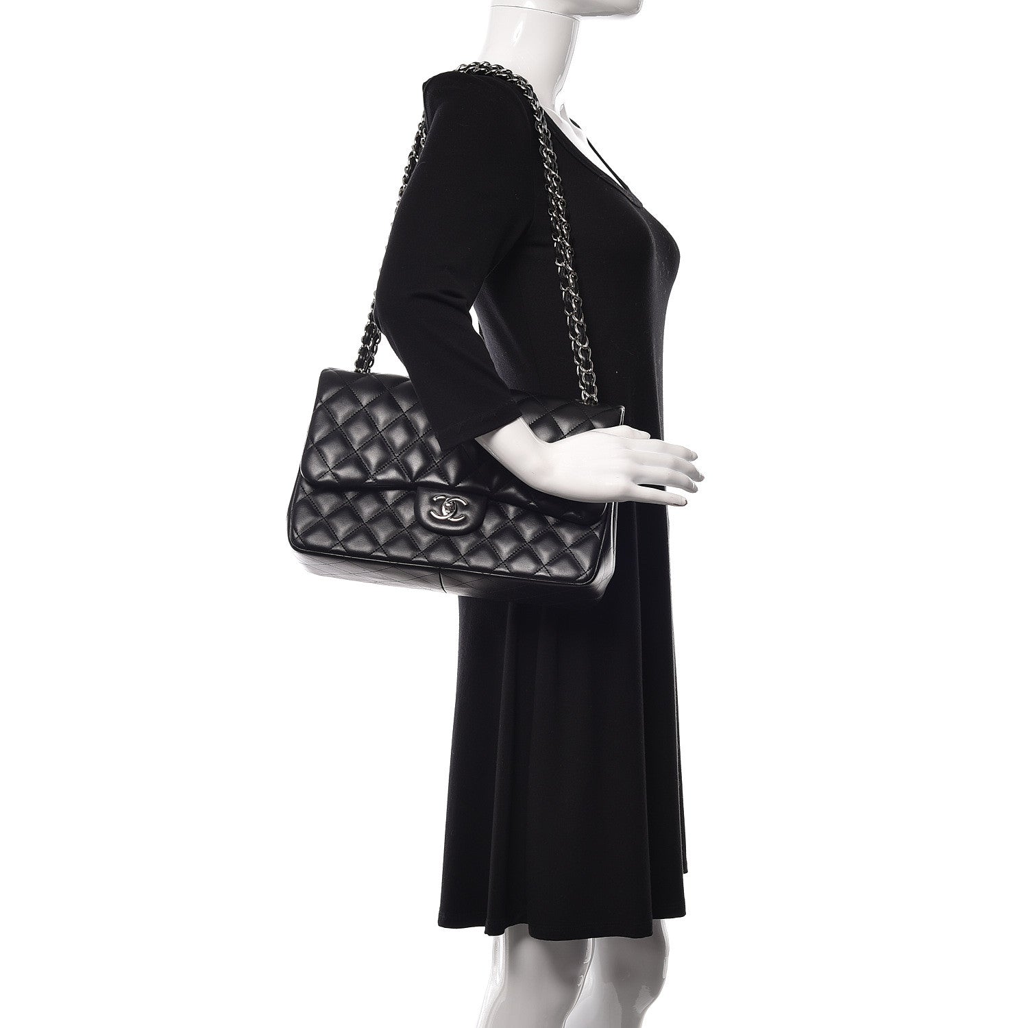 Chanel Lambskin Quilted Jumbo Double Flap Black 2 of 21
