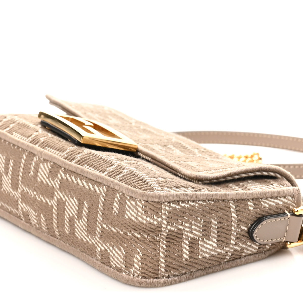 Denim Jacquard FF Effect Vitello Grace Mini Baguette Dove White Dove
