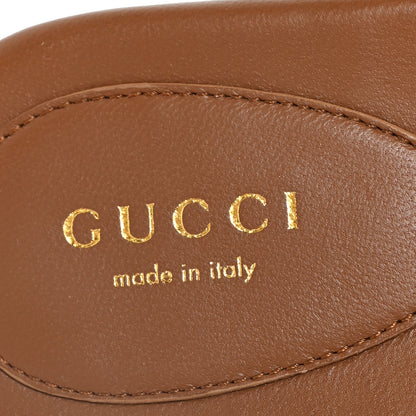Gucci Canvas Rice Cosmos Softy Calfskin Interlocking G Cut Out Slide Sandals 39.5 Brown Natural Sundial 8 of 8