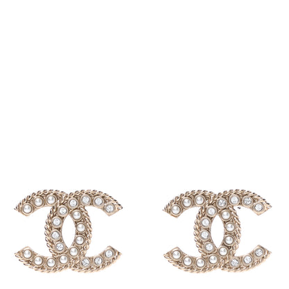 Chanel Pearl Crystal April In Paris CC Earrings Light Gold 1 of 4