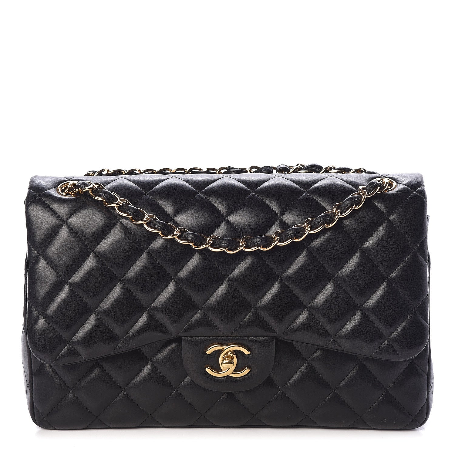 Chanel Lambskin Quilted Jumbo Double Flap Black 1 of 10