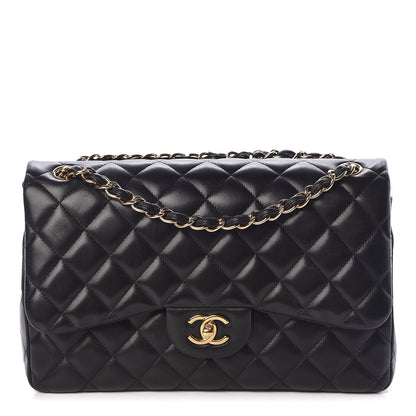 Chanel Lambskin Quilted Jumbo Double Flap Black 1 of 10