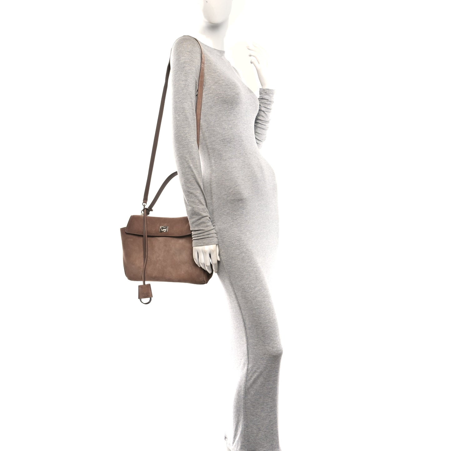 Waxed Suede Small Rodeo Top Handle Handbag Beige