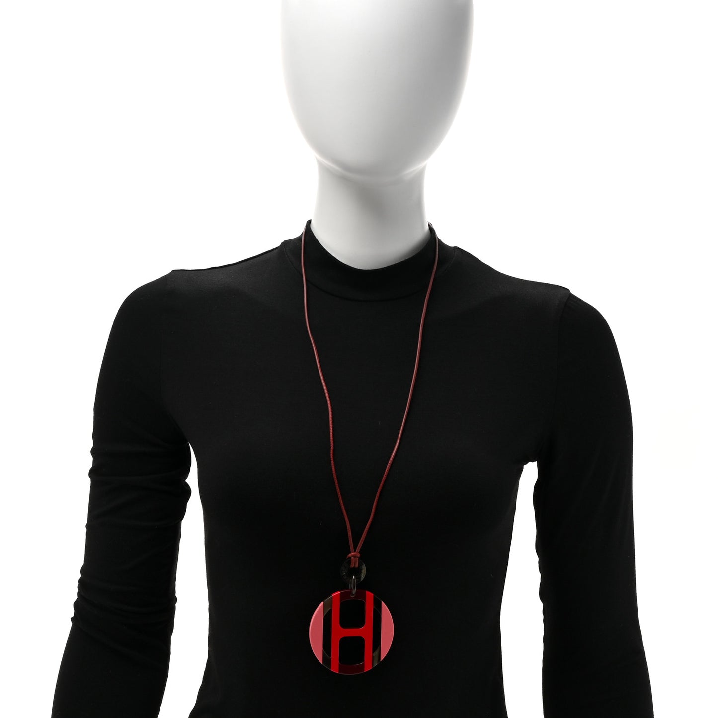 Buffalo Horn Lacquer H Equipe Pendant Necklace