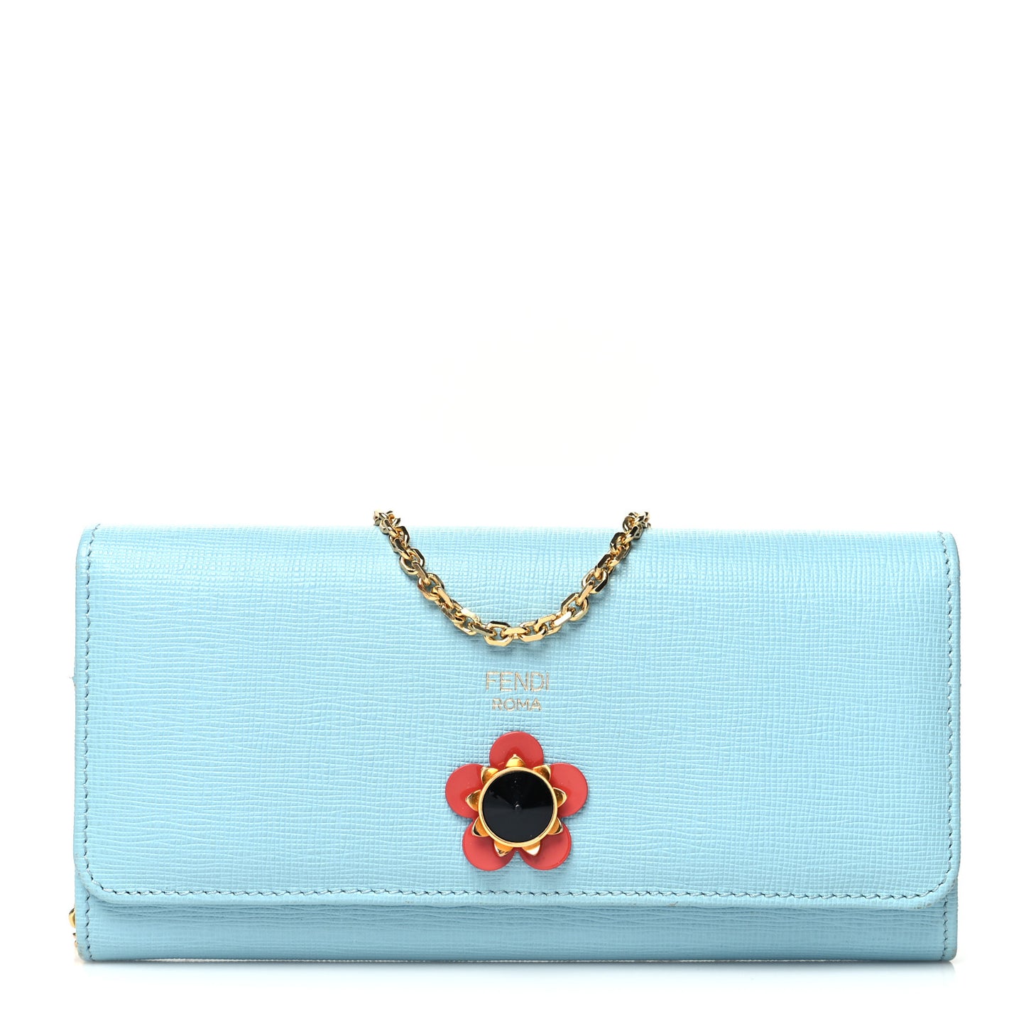 Vitello Elite Flowerland Continental Wallet On Chain Blue