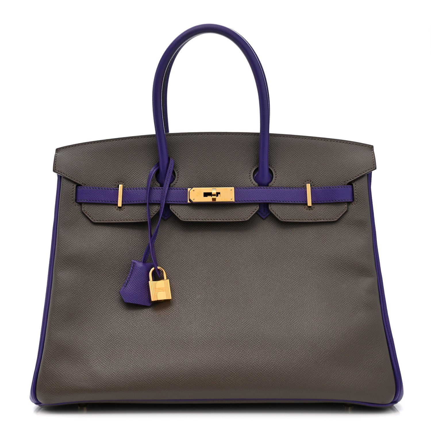 Hermes Epsom Bi-Color Horseshoe Birkin 35 Etain Crocus 1 of 14