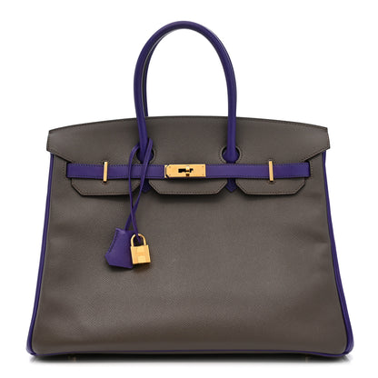 Hermes Epsom Bi-Color Horseshoe Birkin 35 Etain Crocus 1 of 14