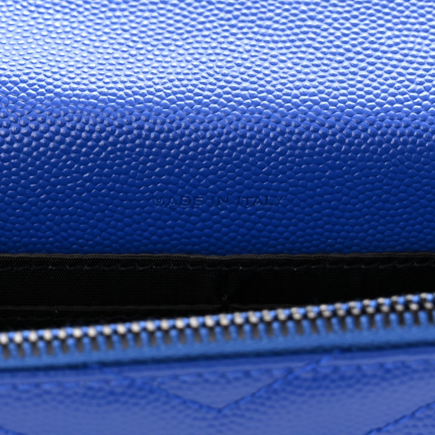 Grain De Poudre Matelasse Chevron Monogram Envelope Chain Wallet Blue Majorelle