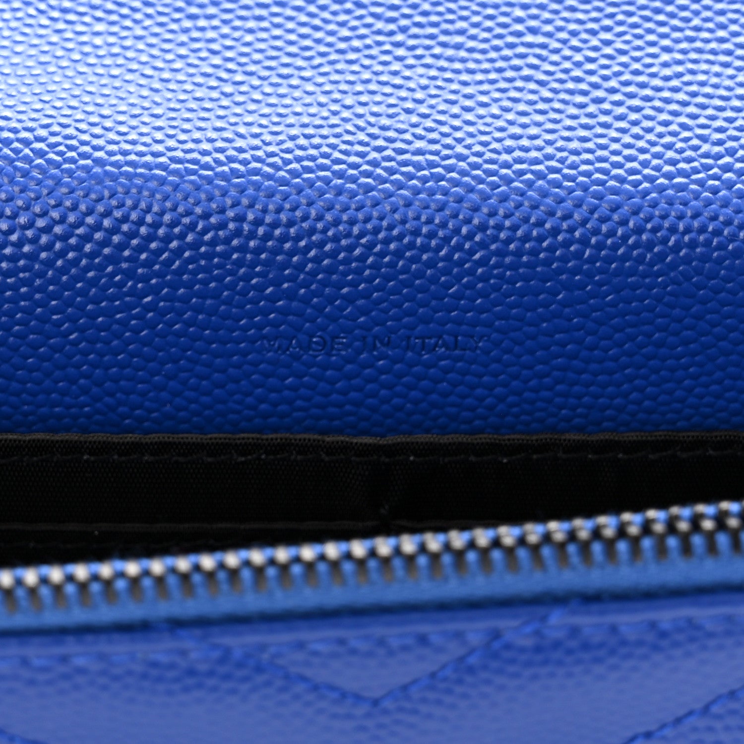 Saint Laurent Grain De Poudre Matelasse Chevron Monogram Envelope Chain Wallet Blue Majorelle 6 of 10
