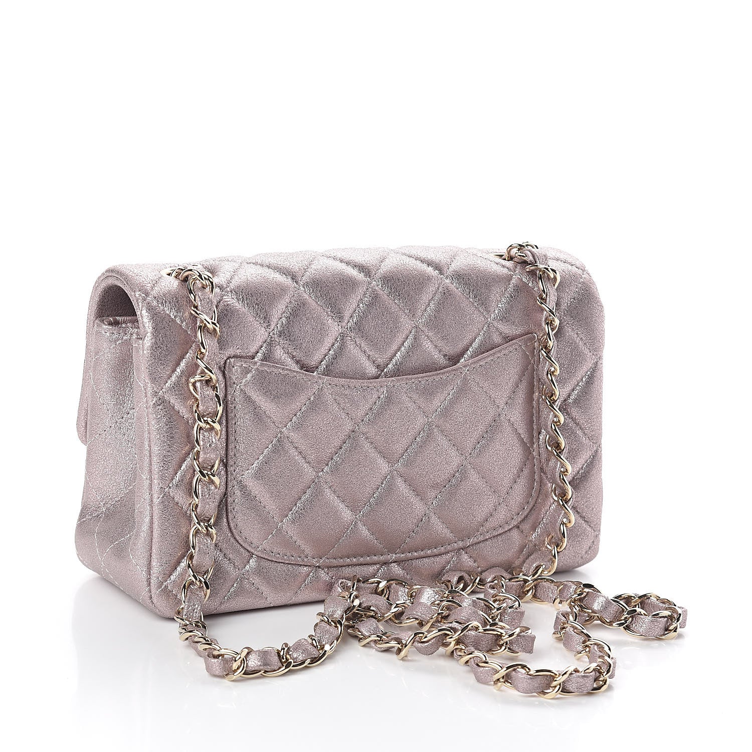 Chanel Metallic Goatskin Quilted Mini Rectangular Flap Pink 3 of 10