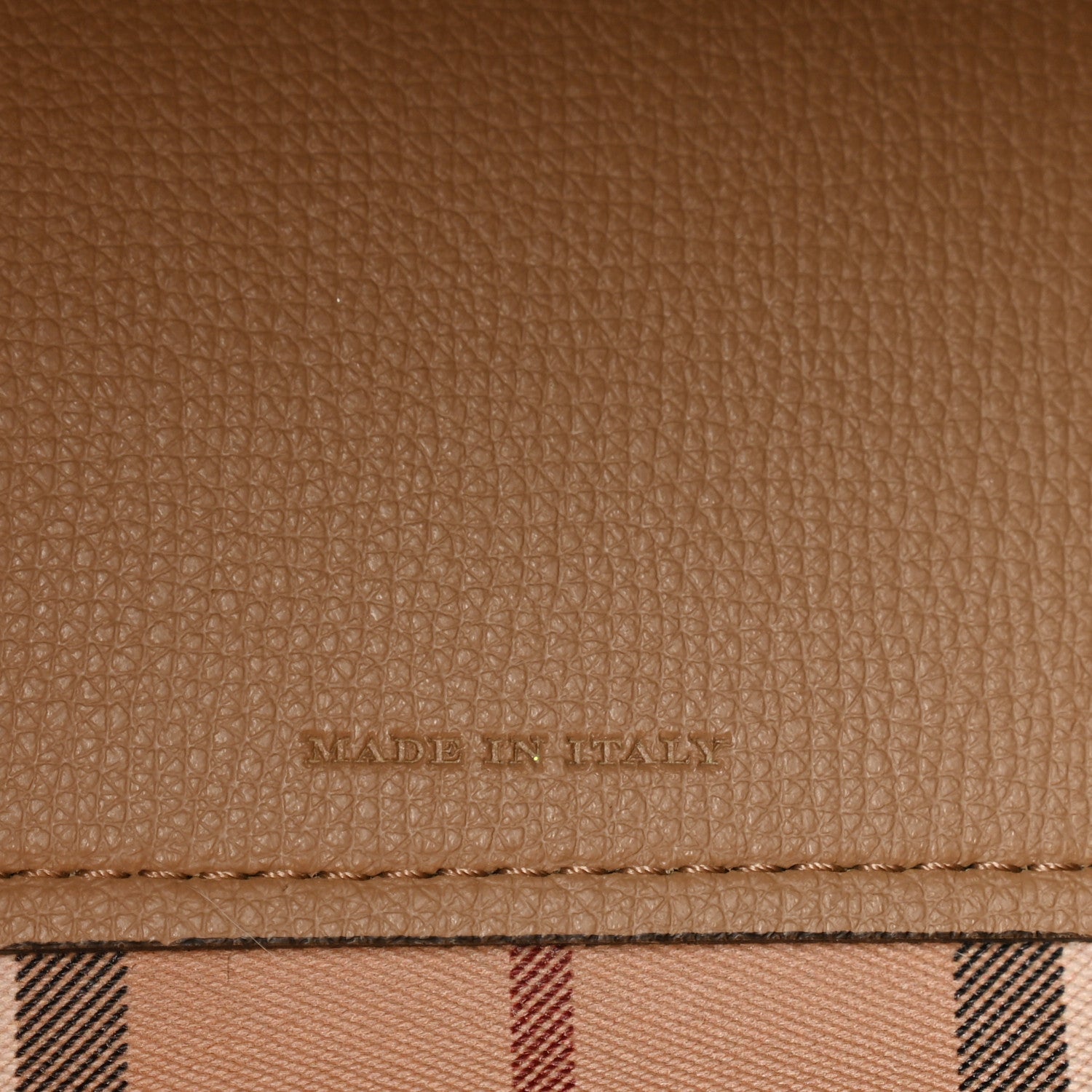 Burberry Grainy Calfskin Haymarket Check Medium Ardwell Zip Tote Camel 7 of 11