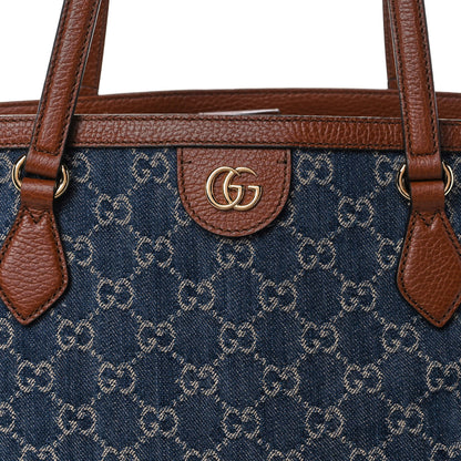 Gucci New Denim GG Monogram Medium Ophidia Shopping Tote Blue Tea Cuir 13 of 15