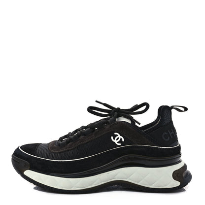 Chanel Velvet Calfskin Mixed Fibers CC Sneakers 39 Black 1 of 10
