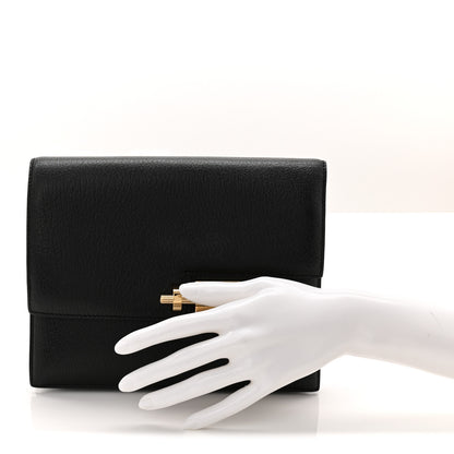Hermes Chevre Mysore Verrou Clutch Black 2 of 11