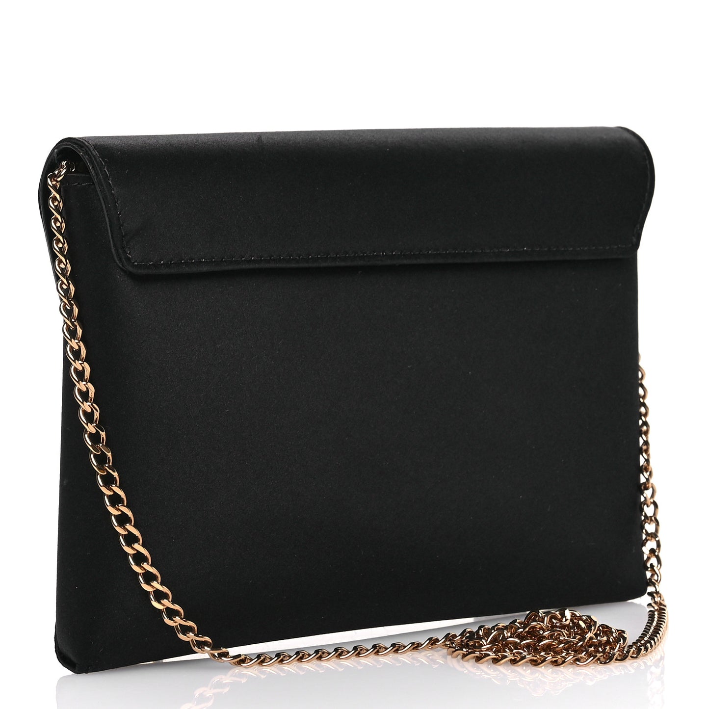 Satin La Medusa Envelope Clutch Black