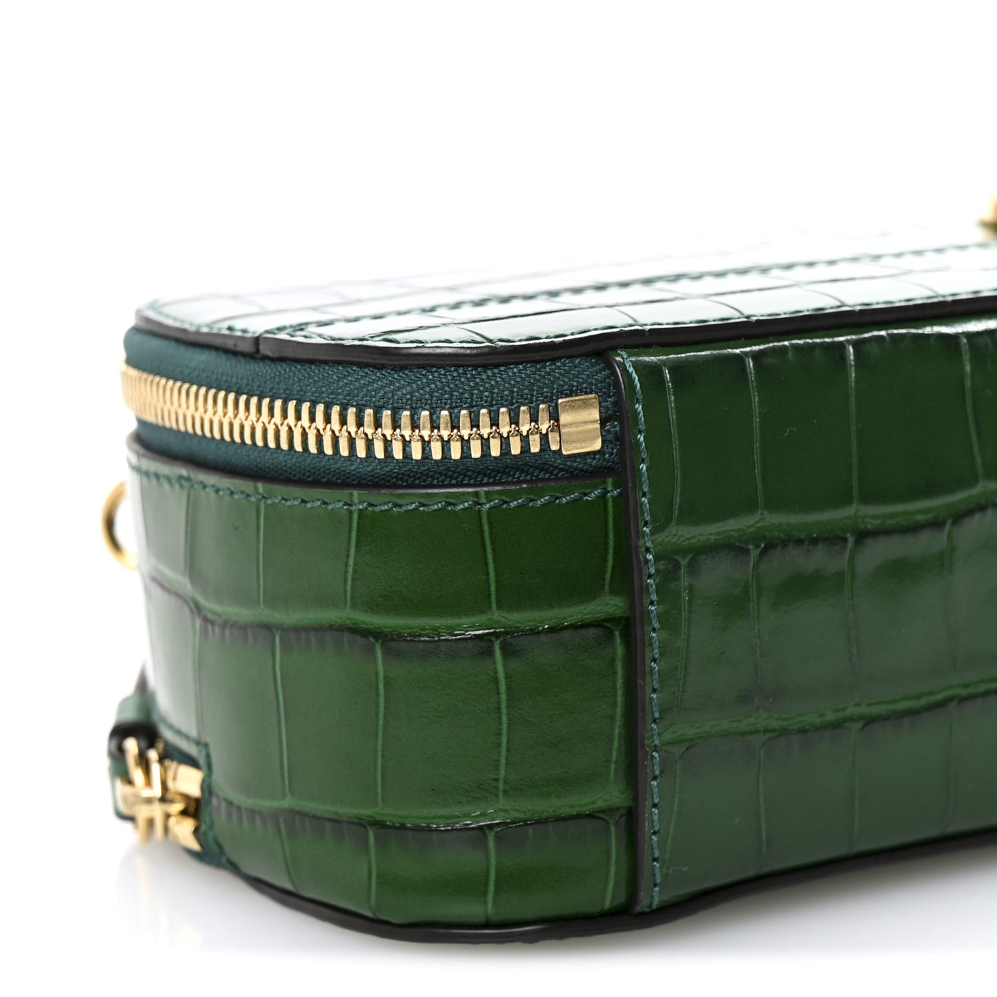 Calfskin Crocodile Embossed Mini C Vanity Bag Woodsy Green