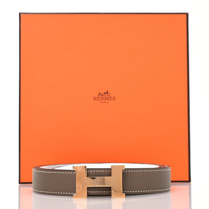 Hermes Swift Epsom 32mm H Belt 95 38 Etoupe White 8 of 8