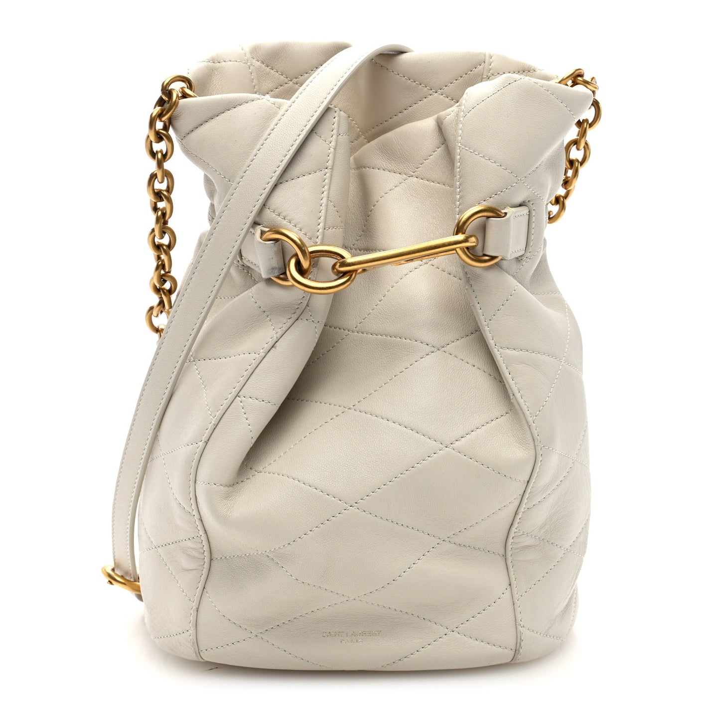 Lambskin Quilted Le Maillon Bucket Bag Crema Soft