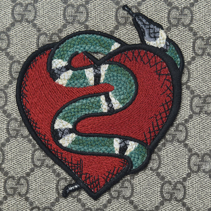Gucci GG Supreme Monogram Kingsnake Heart Embroidered Mini Chain Shoulder Bag Beige Hibiscus Red 8 of 10