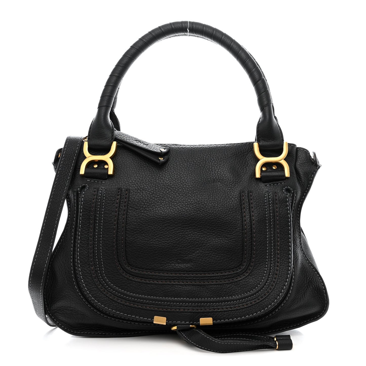 Calfskin Medium Marcie Satchel Black