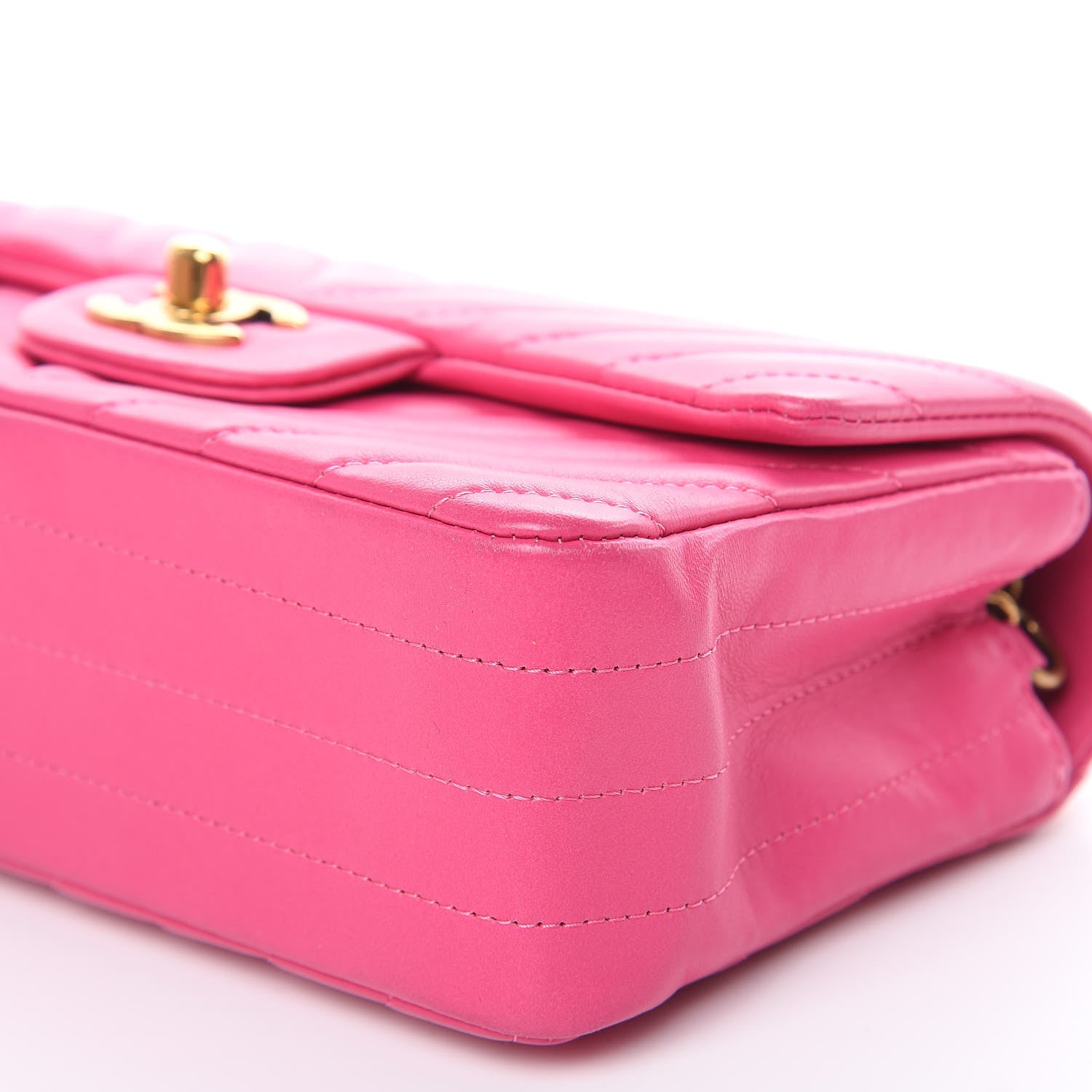 Chanel Lambskin Chevron Quilted Mini Rectangular Flap Pink 9 of 11
