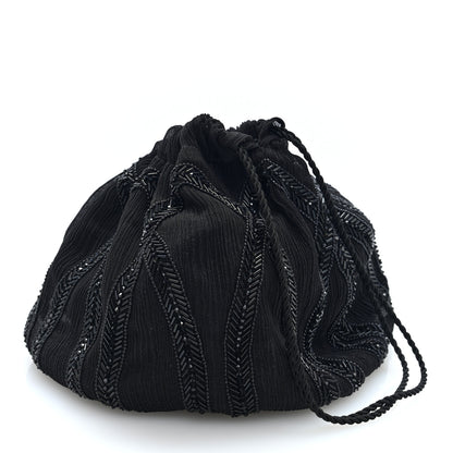 Saint Laurent Chiffon Silk Crepe Beaded Pochon Broderie Bag Black 3 of 16