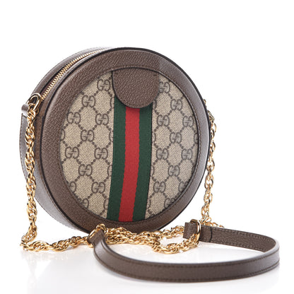 Gucci GG Supreme Monogram Web Mini Ophidia Round Shoulder Bag Brown 3 of 9