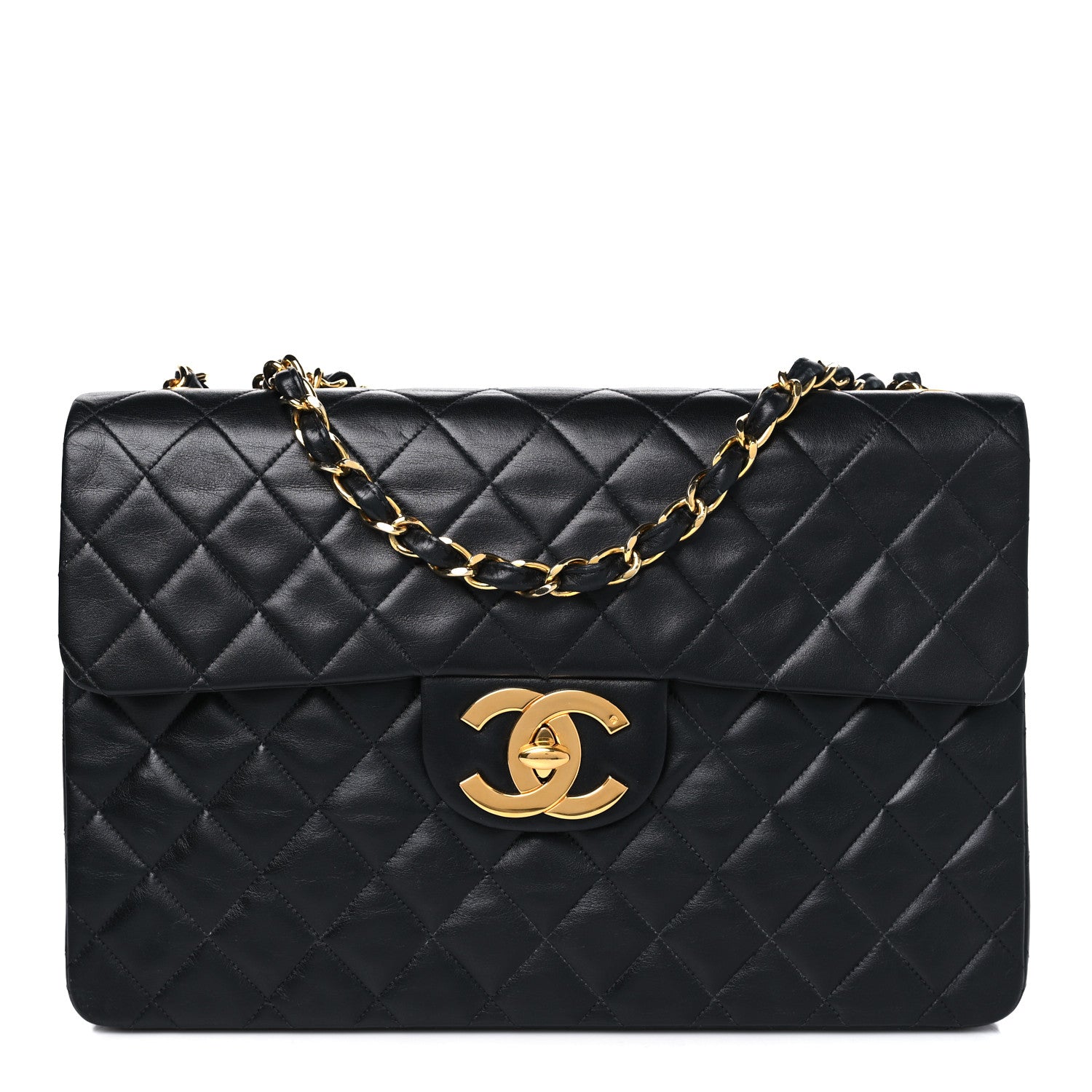 Chanel Lambskin Quilted XL Jumbo Single Flap Black 1 of 12