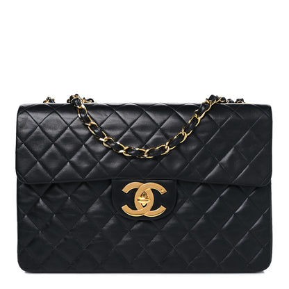 Chanel Lambskin Quilted XL Jumbo Single Flap Black 1 of 12