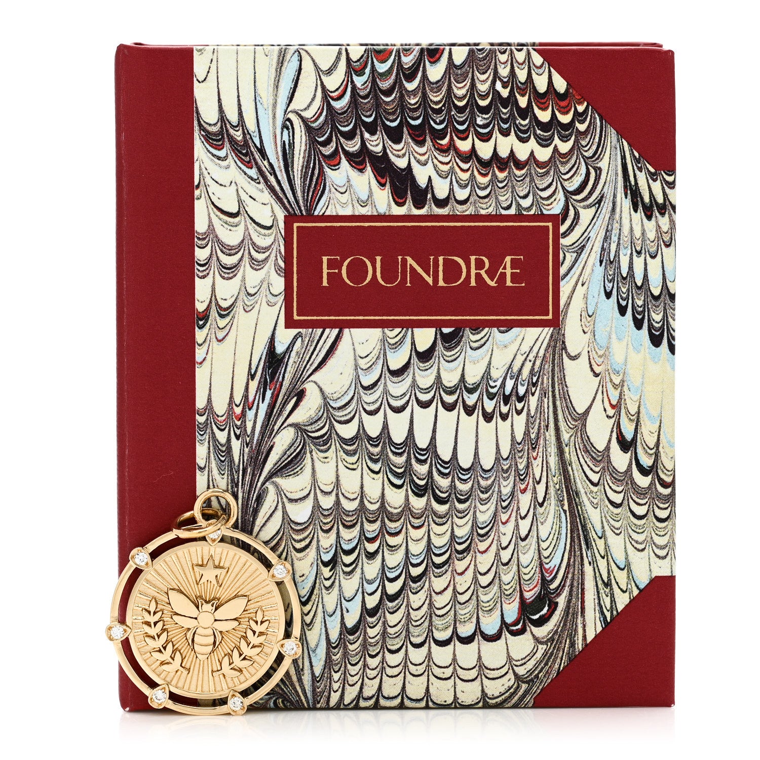 Foundrae X Every Mother Counts 18K Yellow Gold Diamond Bee Medallion Pendant 5 of 5
