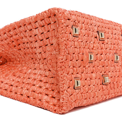 Salvatore Ferragamo Raffia L Studio Box Tote Aragosta 6 of 10