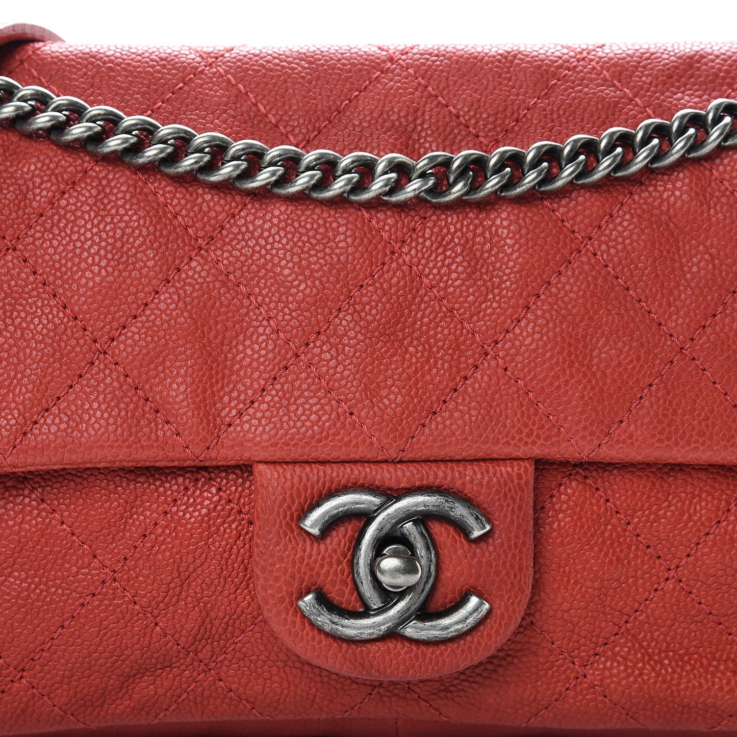 Caviar Quilted Medium Simply CC Flap Red