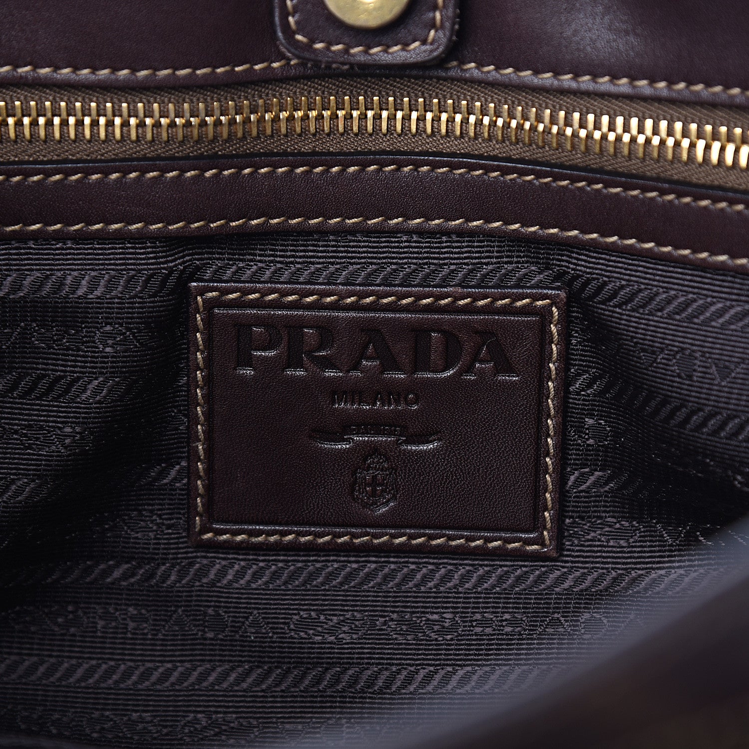 Prada Jacquard Logo Tote Brown 5 of 9
