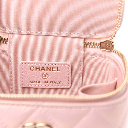 Chanel Iridescent Caviar Quilted Mini Pearl On Top Vanity Case With Chain Light Pink 6 of 11