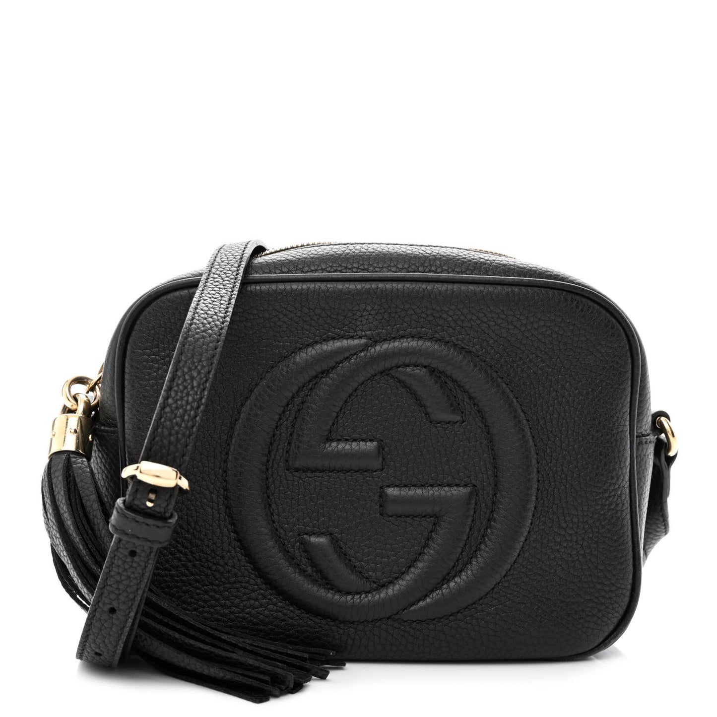 Pebbled Calfskin Small Soho Disco Bag Black